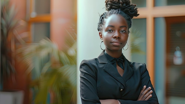 african american woman in office selective focus