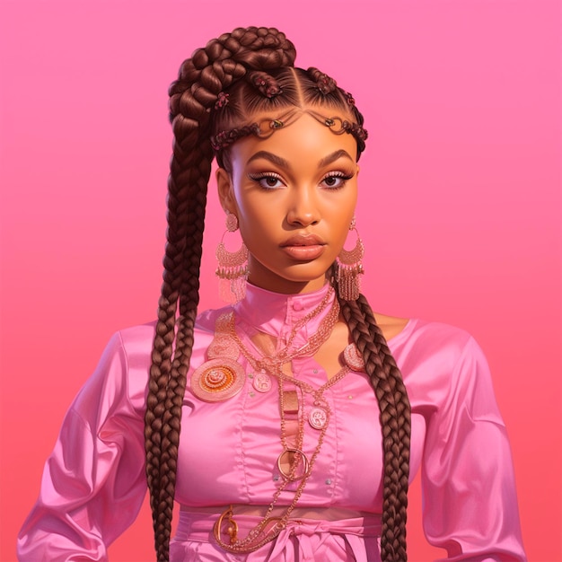 African American woman on pink background photo