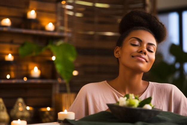 African american woman receiving a relaxing massage at the spa