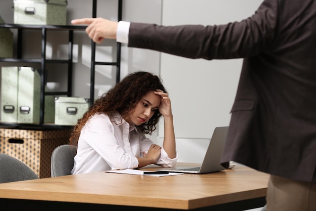 Photo african american woman suffering from racial discrimination at work