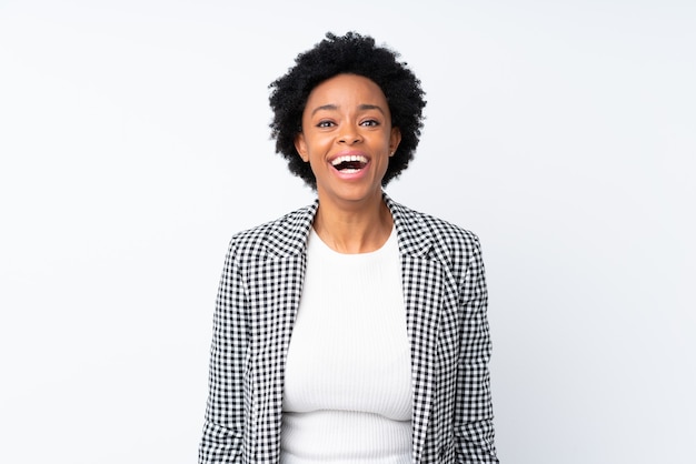 African american woman with blazer isolated with surprise facial expression