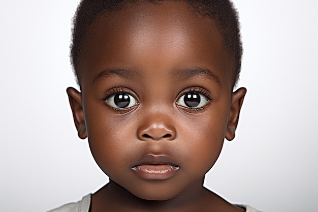 African Baby Face on a White Background