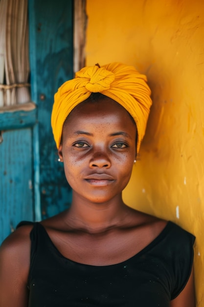 African beautiful girl black woman with dark skin traditional culture and clothing turban natural beauty