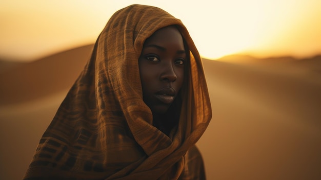 African beautiful woman in the desert