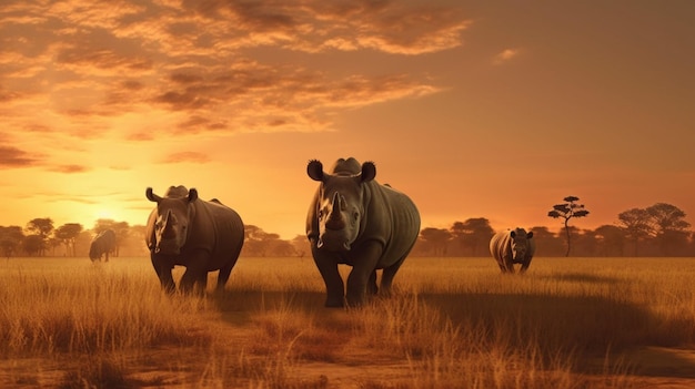 African Big Five Wildlife Safari at Dawn Back