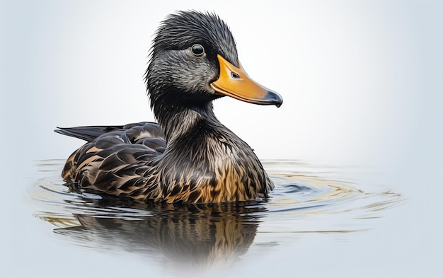 Photo the african black duck stands out against a seethrough backdrop