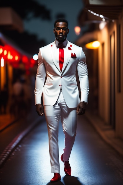 アフリカの黒人男性とカラフルな背景を持つ黒人モデル