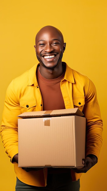 African Black man holding a box