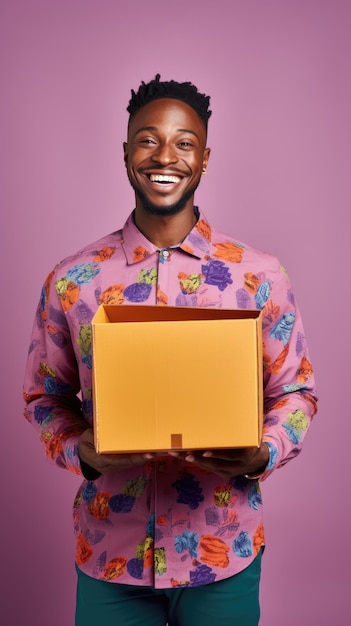 African Black man holding a box