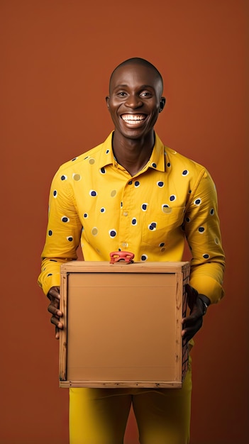 African Black man holding a box