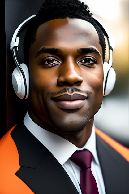 African Black Man and Model With Colorful Background