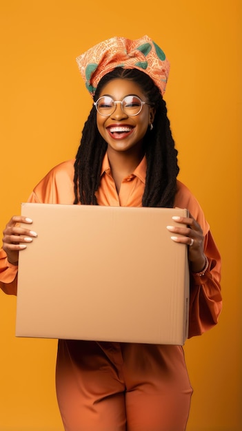 African black woman holding a box