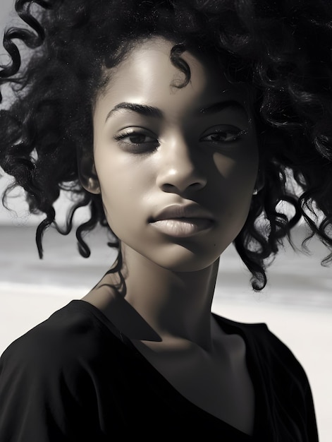 Premium Photo  African black woman portrait cute girl stock photo  background