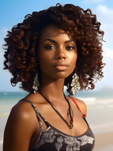 Африканская чернокожая женщина портрет милая девушка фон фото