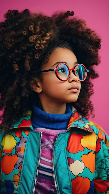 African black young girl wearing glasses