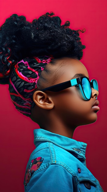 African black young girl wearing glasses