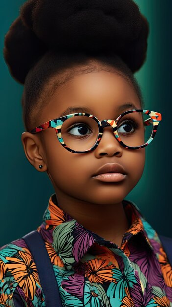 African black young girl wearing glasses