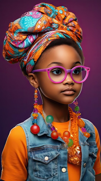 African black young girl wearing glasses