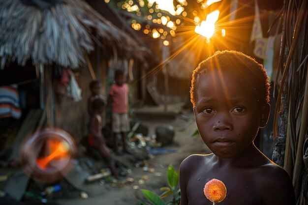 african boy eating popsicle