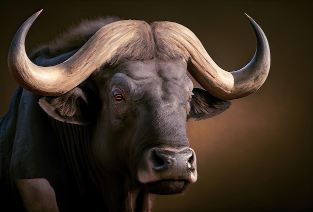 African Buffalo portrait Wild animal in nature Generative Ai Art