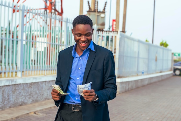 African businessman and cash