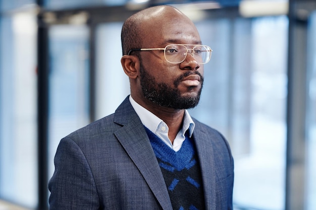 African businessman standing at office