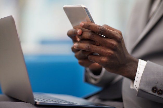 African Businessman Working Closeup