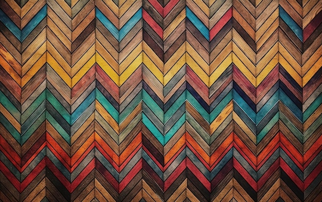 an african chevron pattern on a wooden plank in the style of mexican folkloreinspired