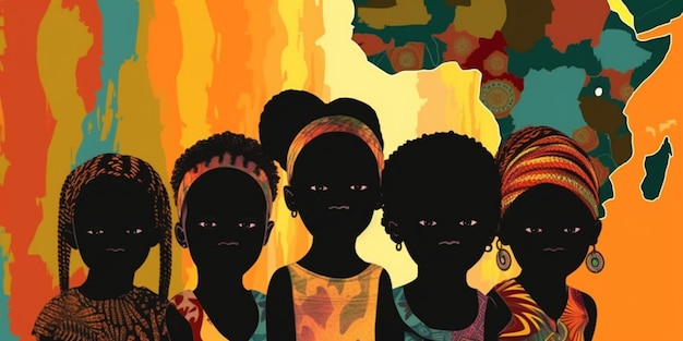 African children illustration theme of freedom day emancipation day or black independence day genera