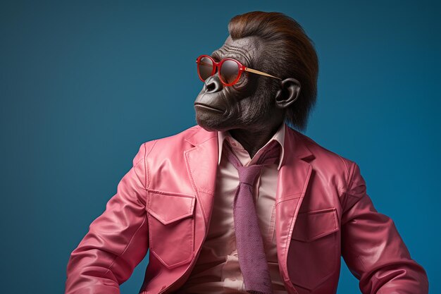 A african chimpanzee in suit and goggles