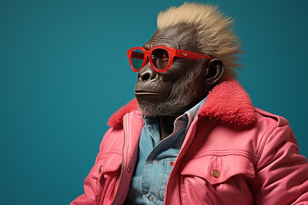 A african chimpanzee in suit and goggles