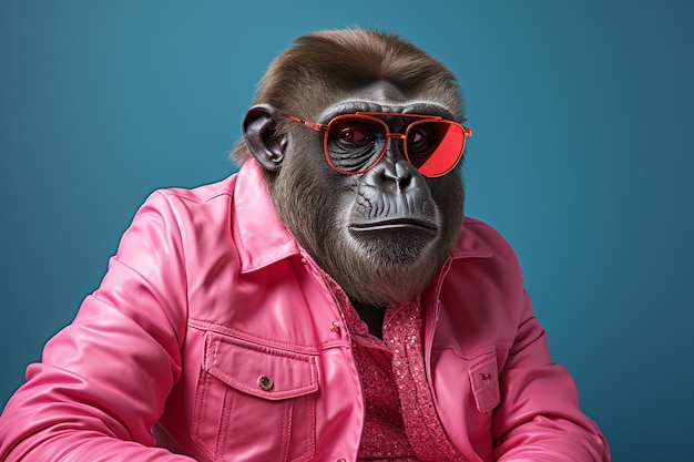 A african chimpanzee in suit and goggles