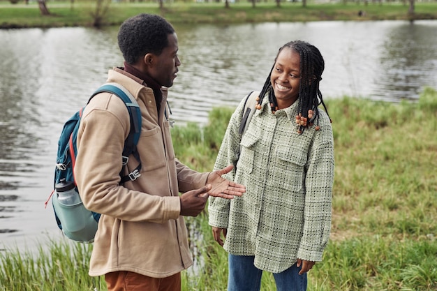 African couple walking in the park