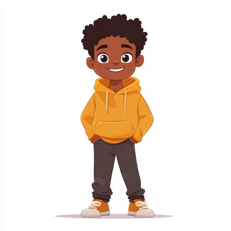 Photo african cute boy cartoon style