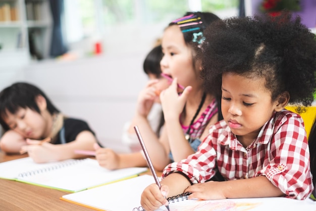 Photo african cute kids studying at home kids education concept