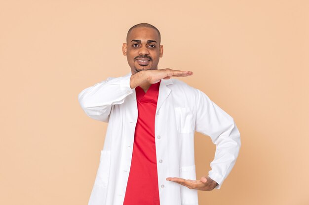 African doctor indicating something