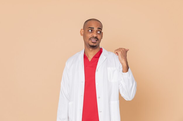 African doctor indicating something