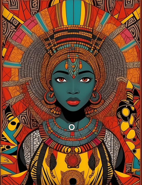 アフリカ の 優雅 さ 部族 の 要素 を 含む 現代 の 絵