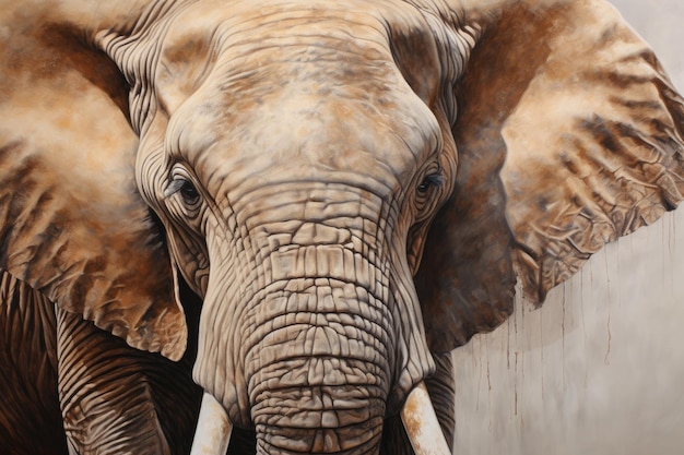 African elephant Loxodonta africana close up Contemporary Painting of a Textured Elephant in Oil on Canvas AI Generated