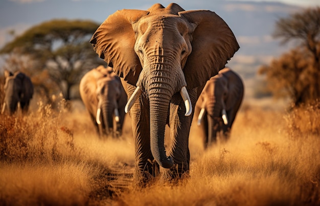 African elephant in savanna