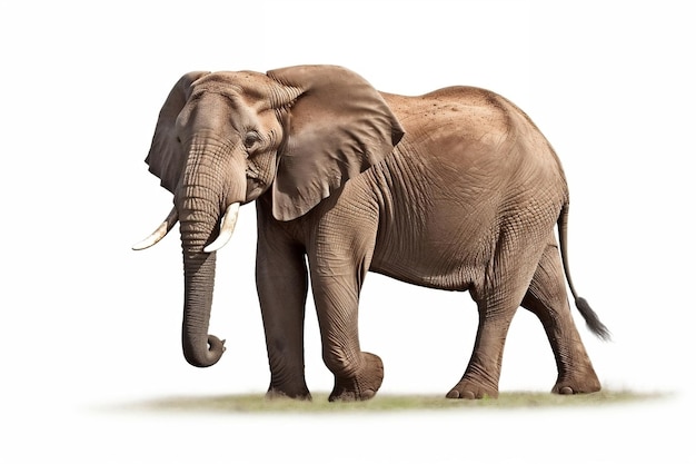 African Elephant on a White Background Generative AI