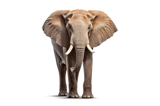African Elephant on a White Background Generative AI