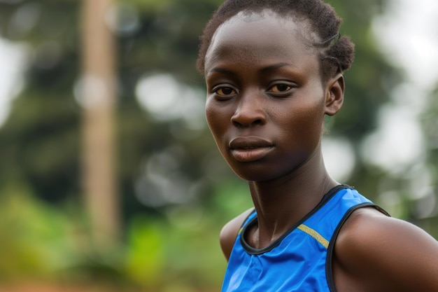 Photo african female athlete running sport concept