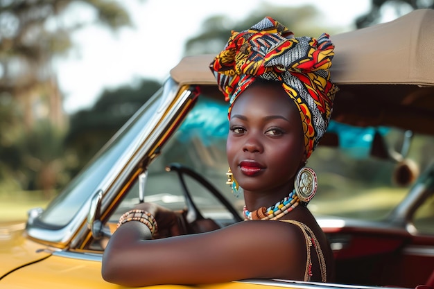 African female entrepreneur in car Generate ai