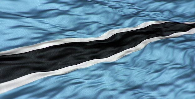 The African flag of the country of Botswana is wavy