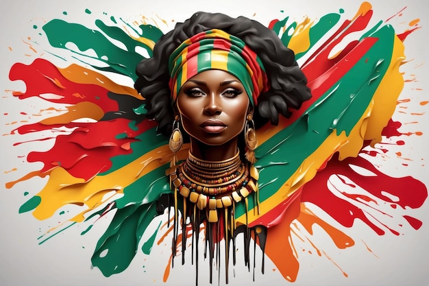 African flag with face of African woman AI generated