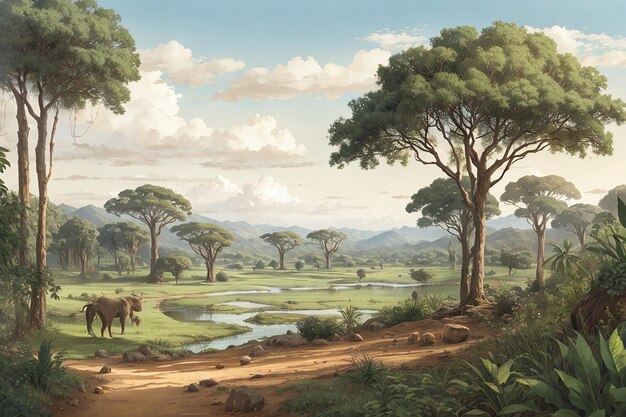 アフリカの森林風景の背景