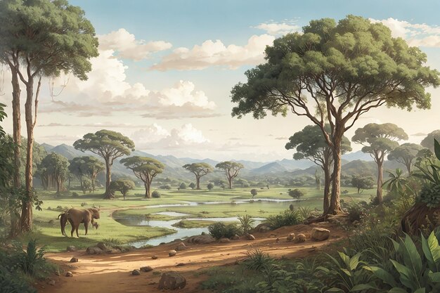 african forest landscape background