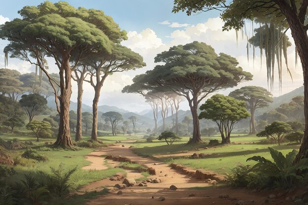アフリカの森林風景の背景
