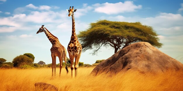 African giraffe in the savanna